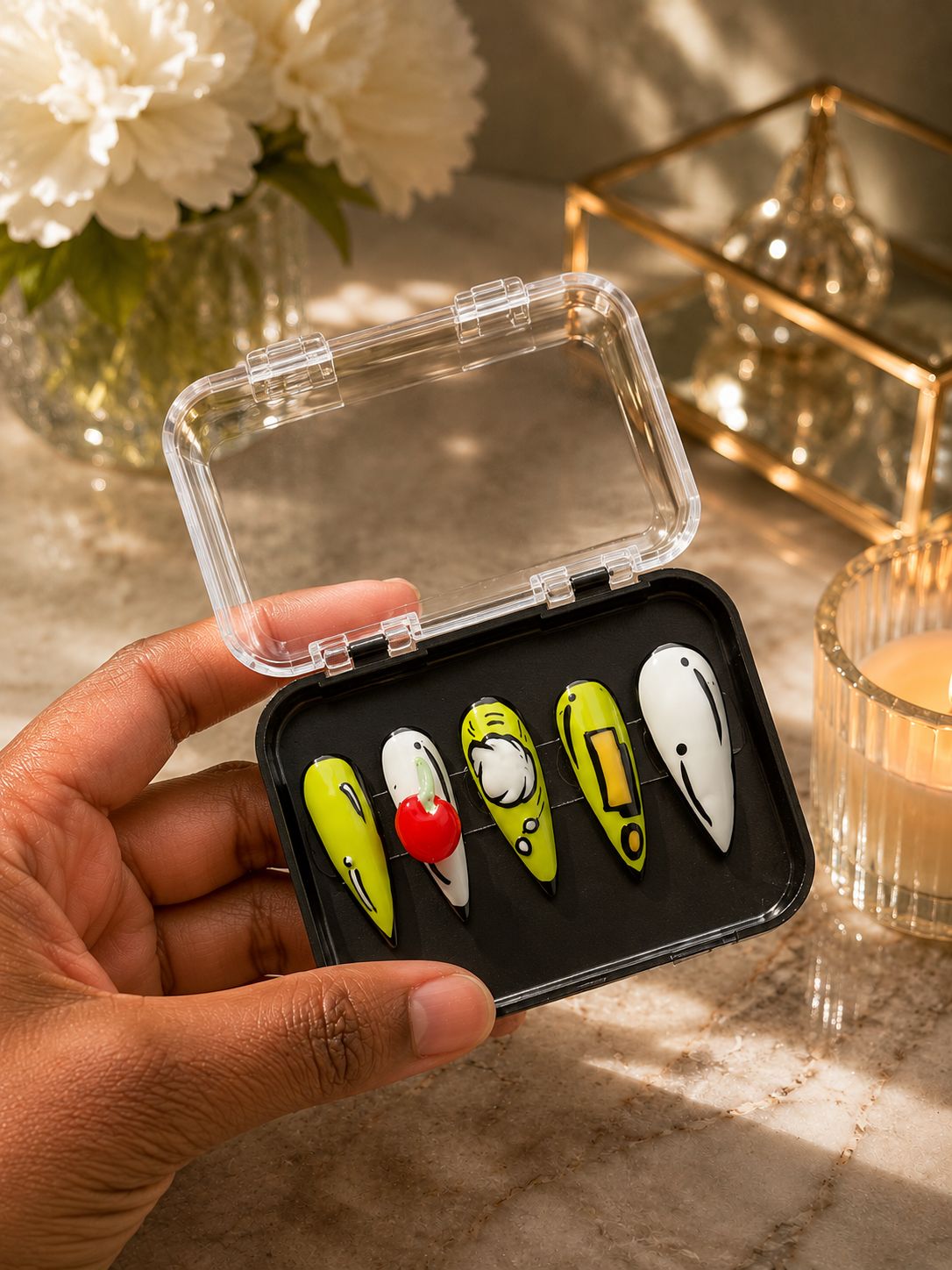 Pop Art Stiletto Press-On Nails | Handmade Comic Book Nail Set | Luxury Statement Nails