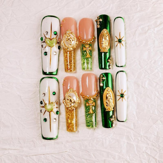 Press On Nails Emerald Green